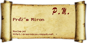 Prém Miron névjegykártya